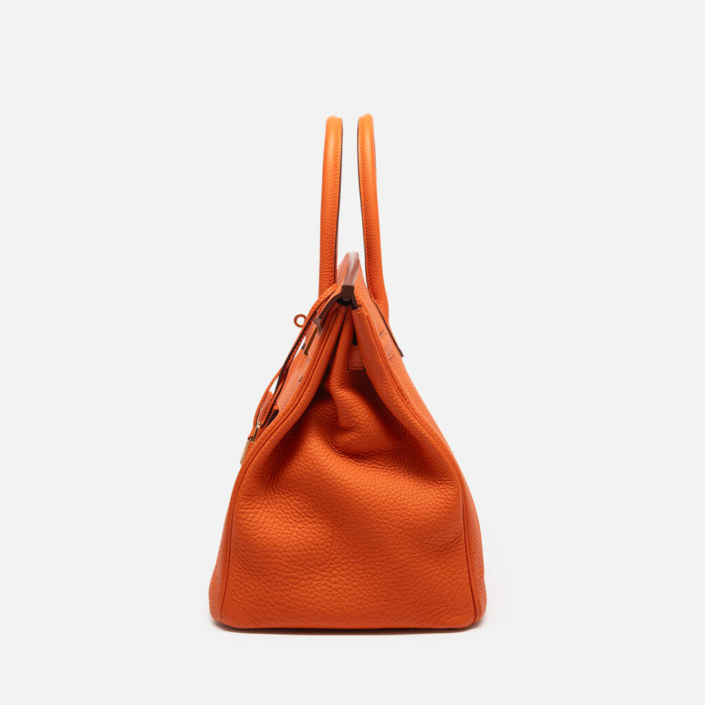 Hermes Orange Clemence Birkin 35 GHW