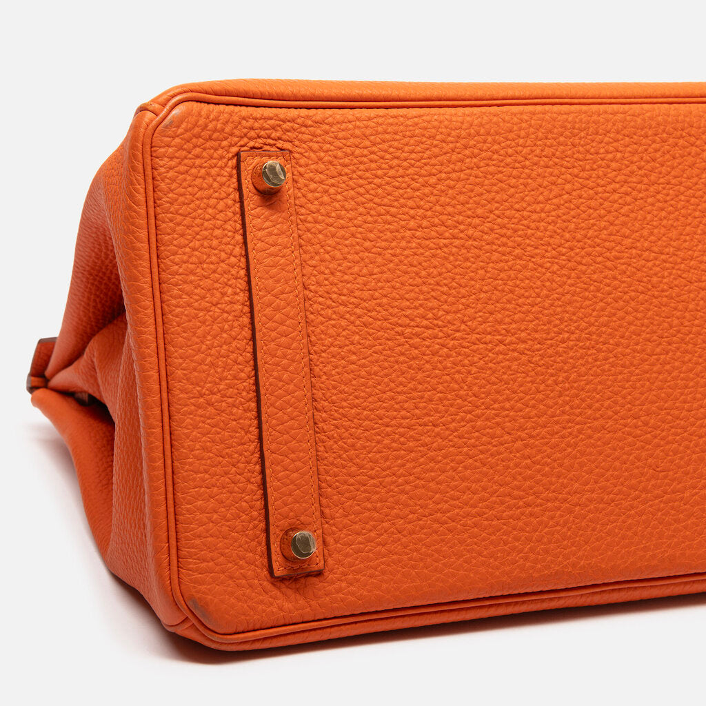 Hermes Orange Clemence Birkin 35 GHW