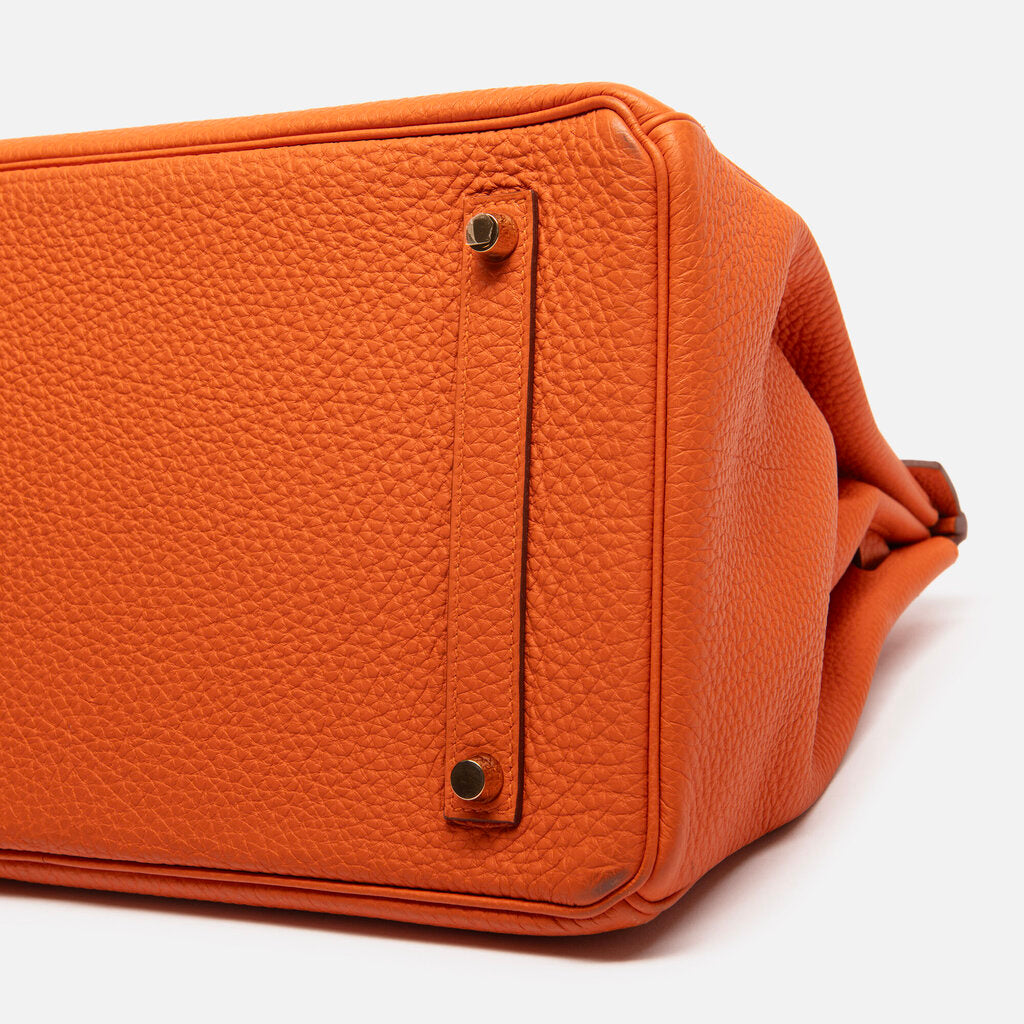 Hermes Orange Clemence Birkin 35 GHW