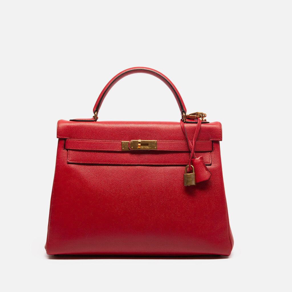 Hermes Red Epsom Kelly 32 GHW (1989)