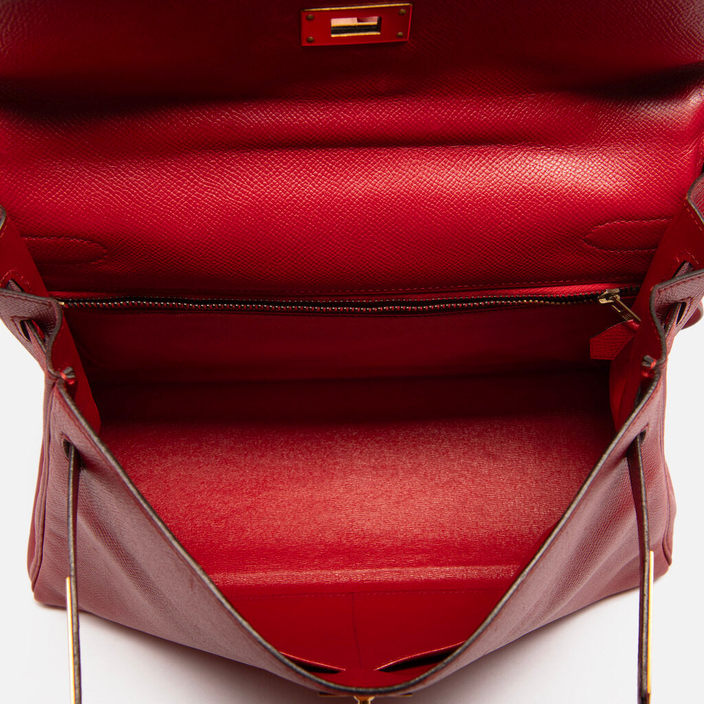 Hermes Red Epsom Kelly 32 GHW (1989)