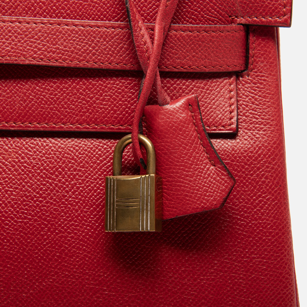 Hermes Red Epsom Kelly 32 GHW (1989)