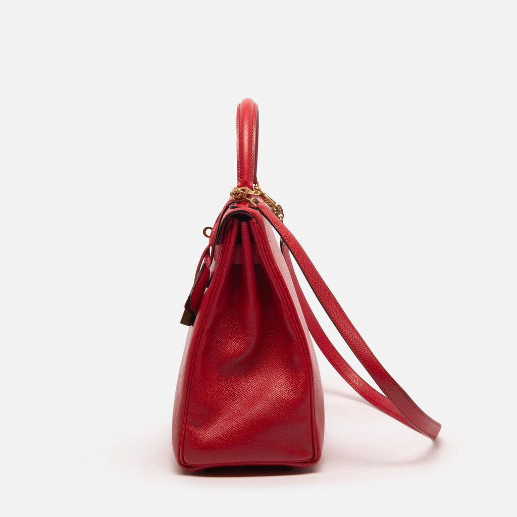 Hermes Red Epsom Kelly 32 GHW (1989)