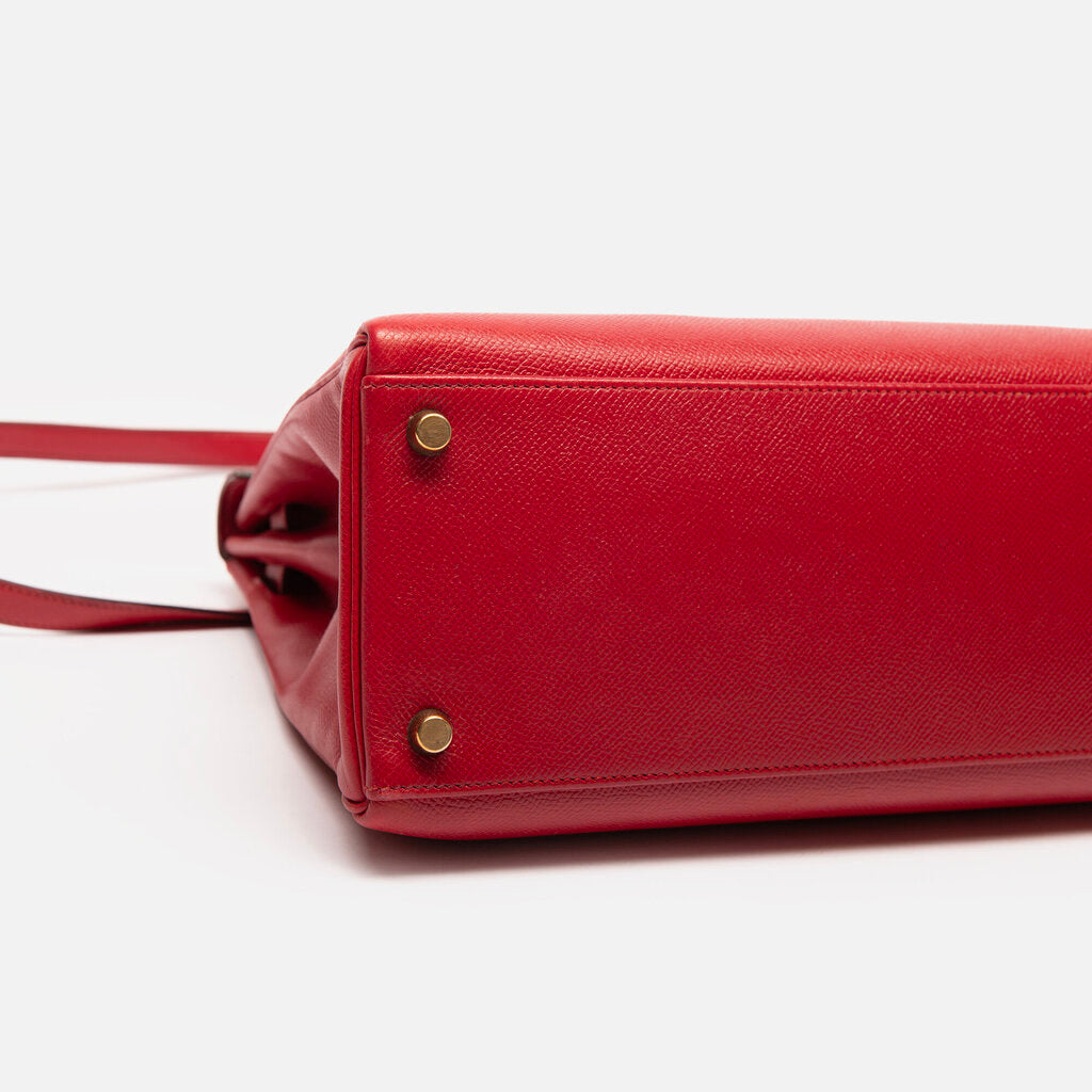 Hermes Red Epsom Kelly 32 GHW (1989)