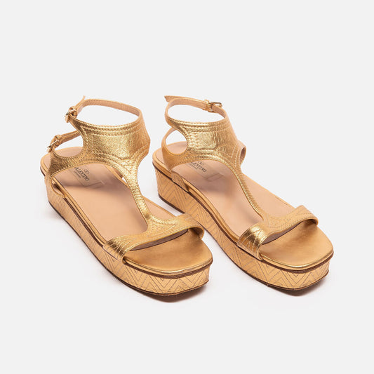 Valentino Metallic Gold Platform Sandal