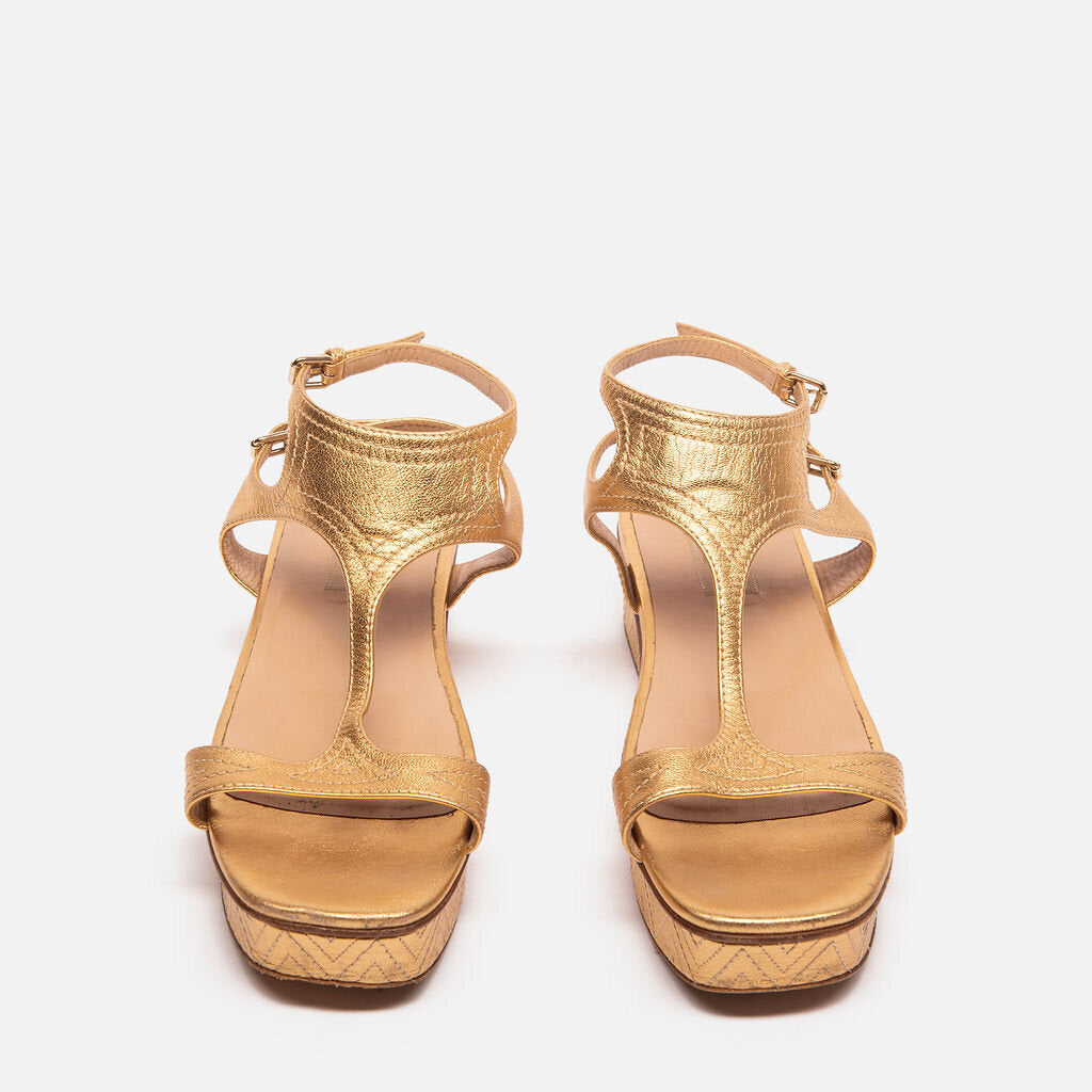 Valentino Metallic Gold Platform Sandal