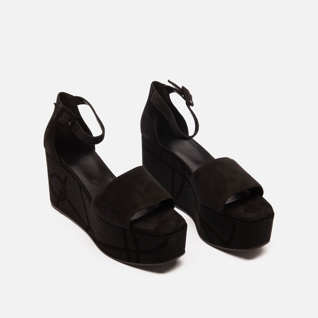 Hermes Black Suede Rhinestone "Luminous" Sandals