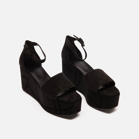 Hermes Black Suede Rhinestone "Luminous" Sandals