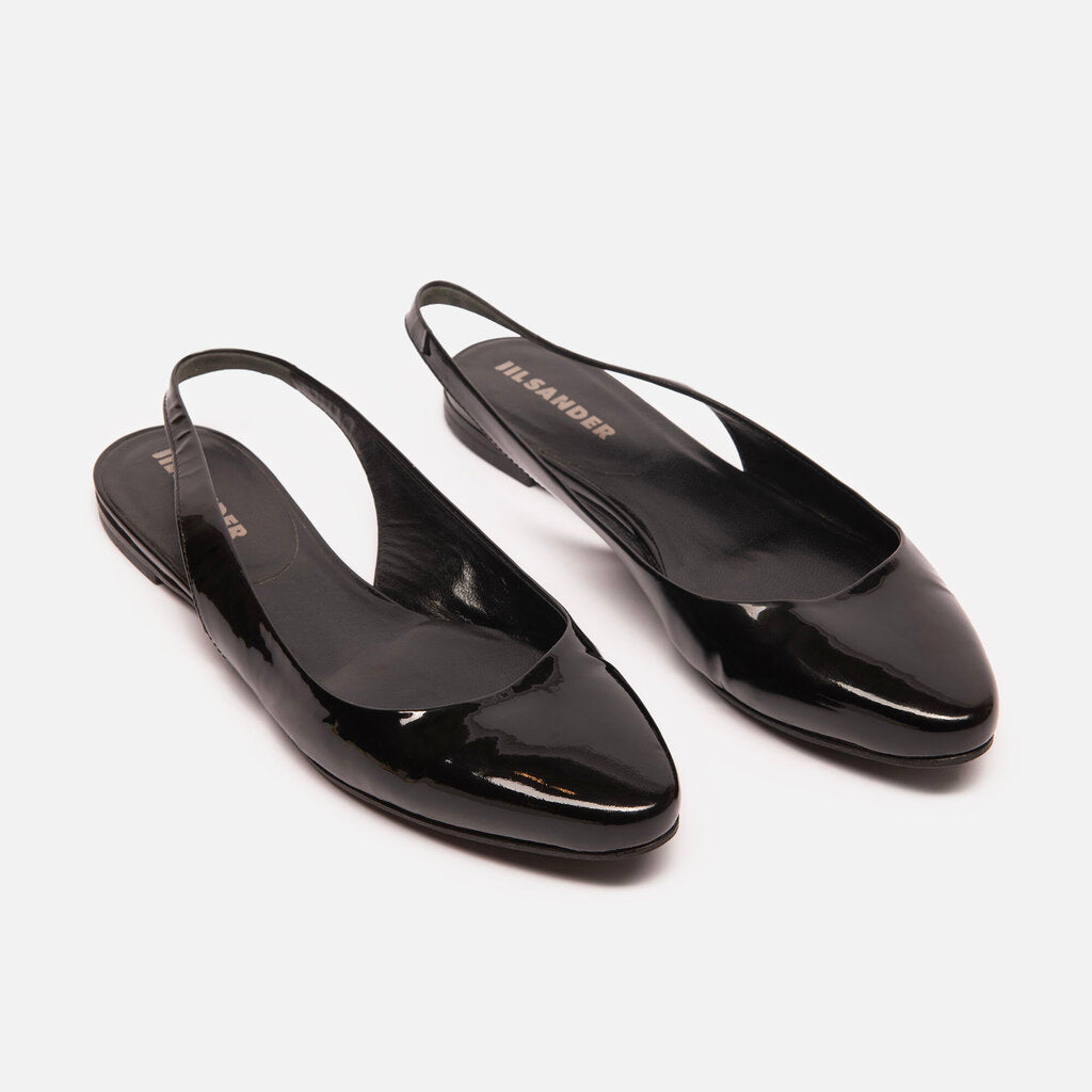 Jill Sander Black Patent Leather Slingback