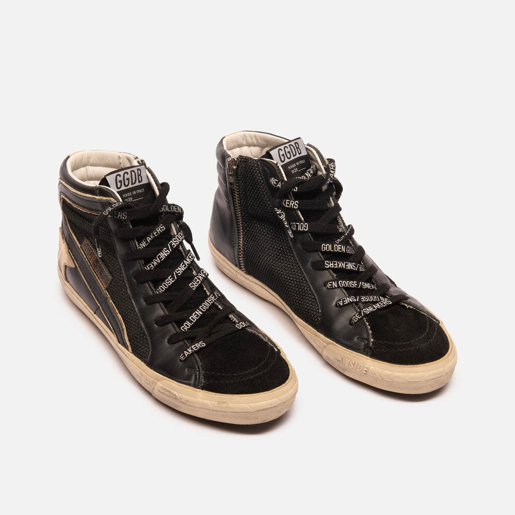 Golden Goose Black Leather High Top Sneaker