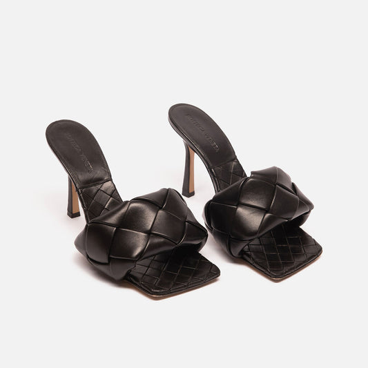 Bottega Veneta Black Intrecciato Heels
