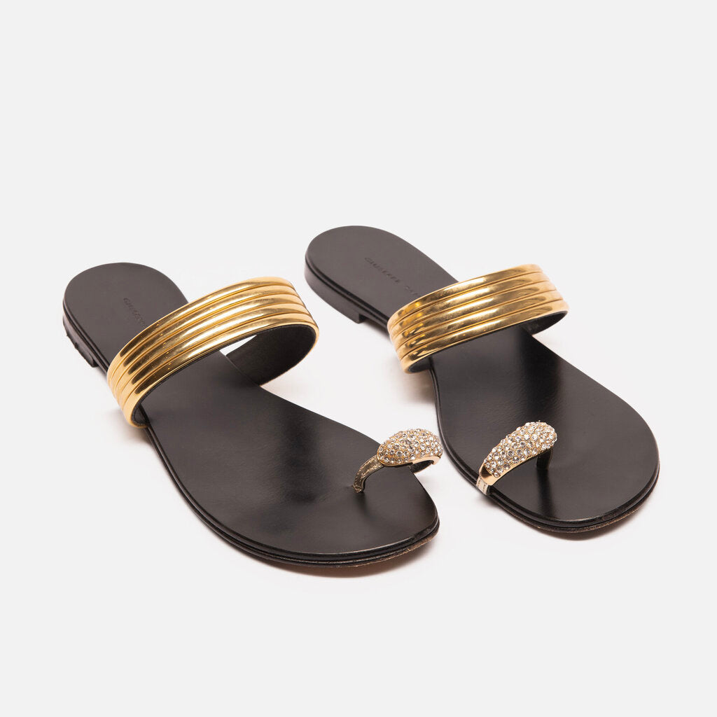 Guiseppe Zanotti Black Embellished Flat Sandal