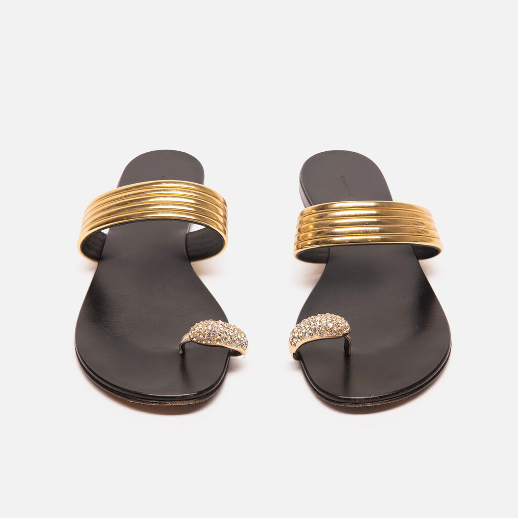 Guiseppe Zanotti Black Embellished Flat Sandal
