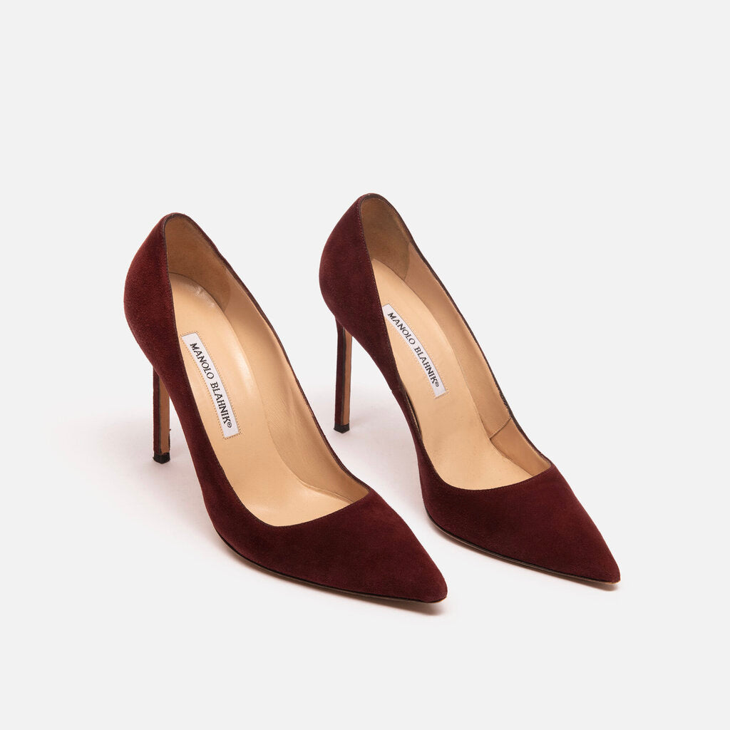 Manolo Blahnik Maroon Suede Pumps