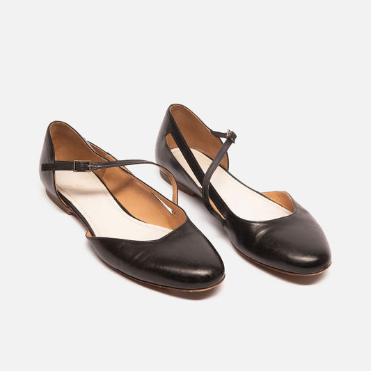Maison Margiela Black Leather Ballet Flats