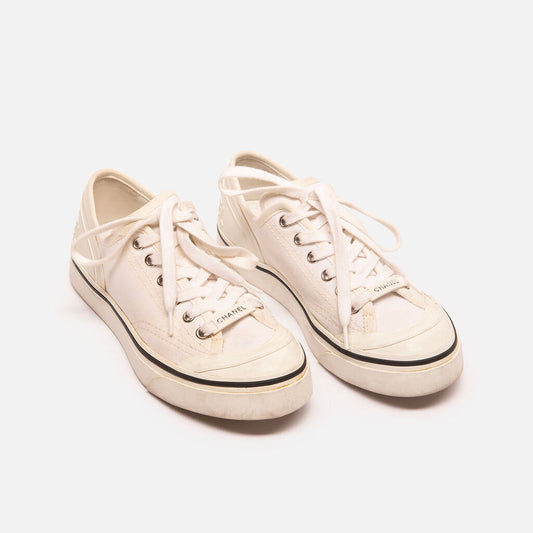 Chanel White Canvas Low Top Sneaker
