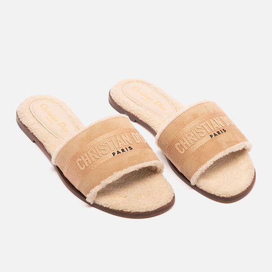 Christian Dior Brown Suede Shearling Sandal
