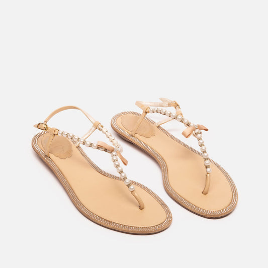 Rene Caovilla Embellished Leather Flip Flop