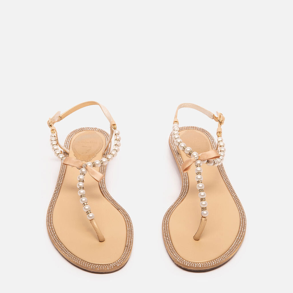 Rene Caovilla Embellished Leather Flip Flop