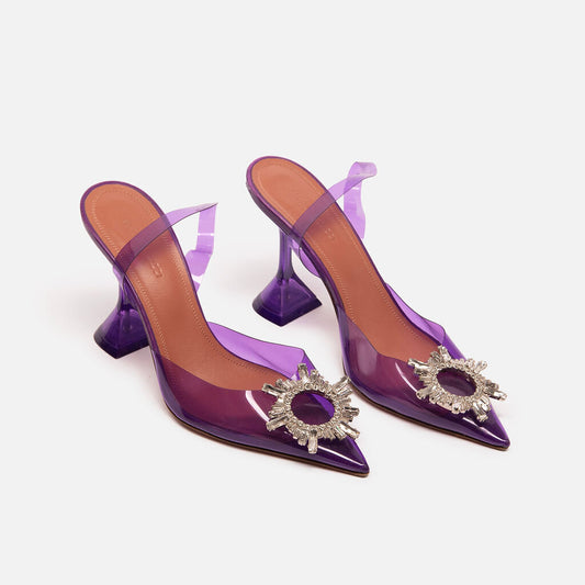 Amina Muaddi Purple PVC Crystal Buckle