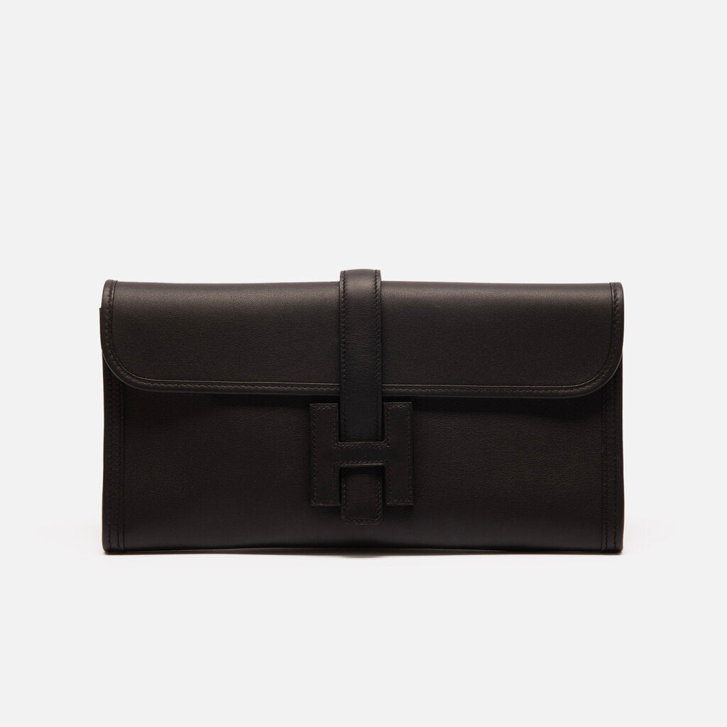 Hermes Black Swift Jige Clutch
