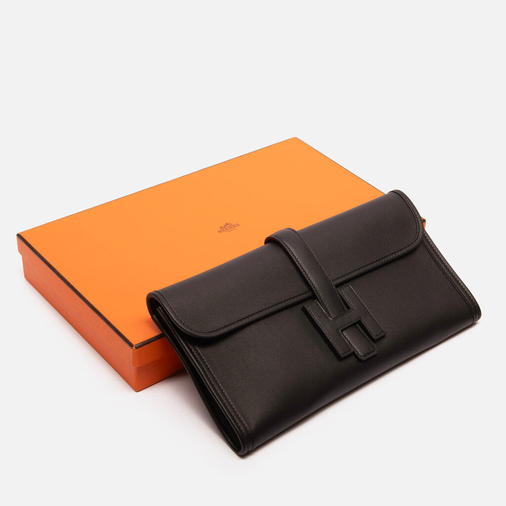 Hermes Black Swift Jige Clutch