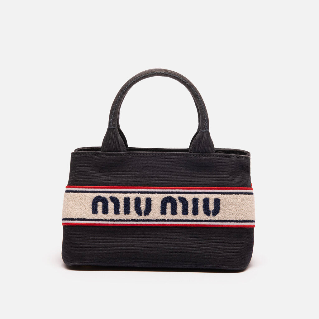 Miu Miu Navy/Red/White Striped Canvas Tote