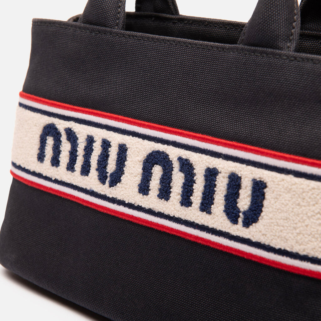 Miu Miu Navy/Red/White Striped Canvas Tote