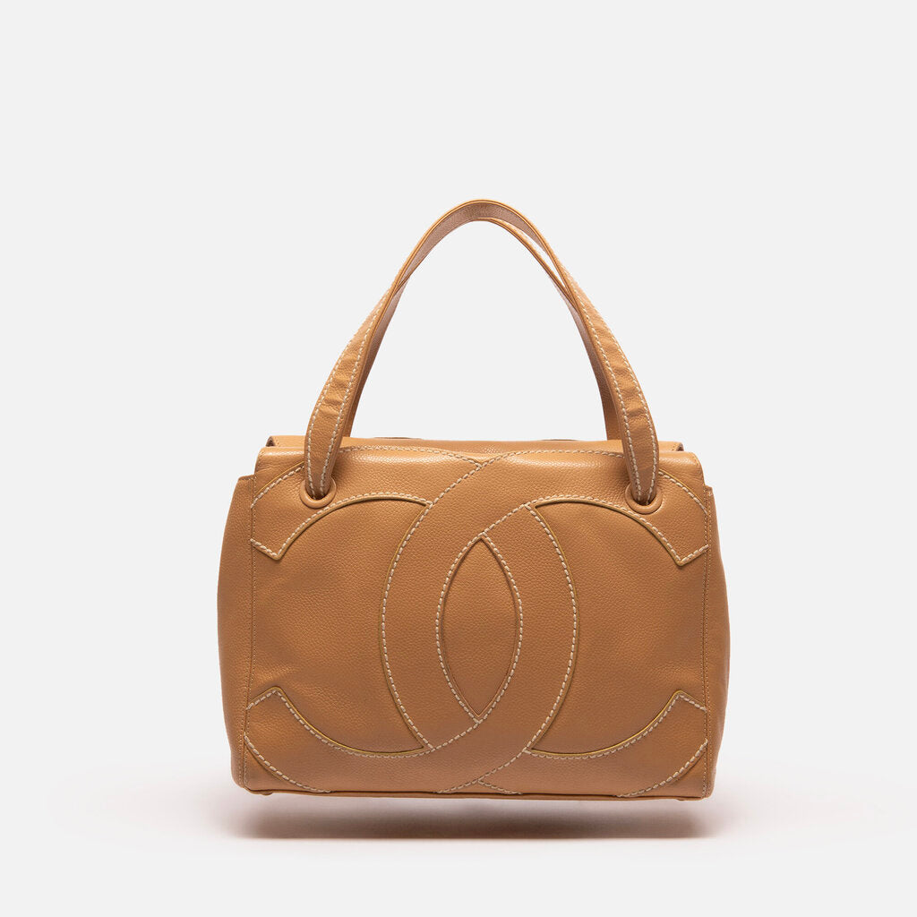 Chanel Tan Caviar Oversized CC Boston Bag