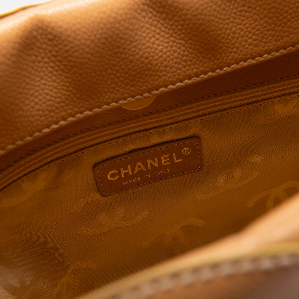 Chanel Tan Caviar Oversized CC Boston Bag