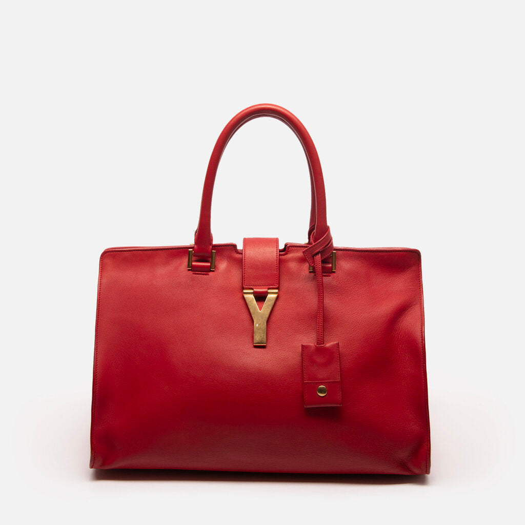 Saint Laurent Red Leather Cabas Tote