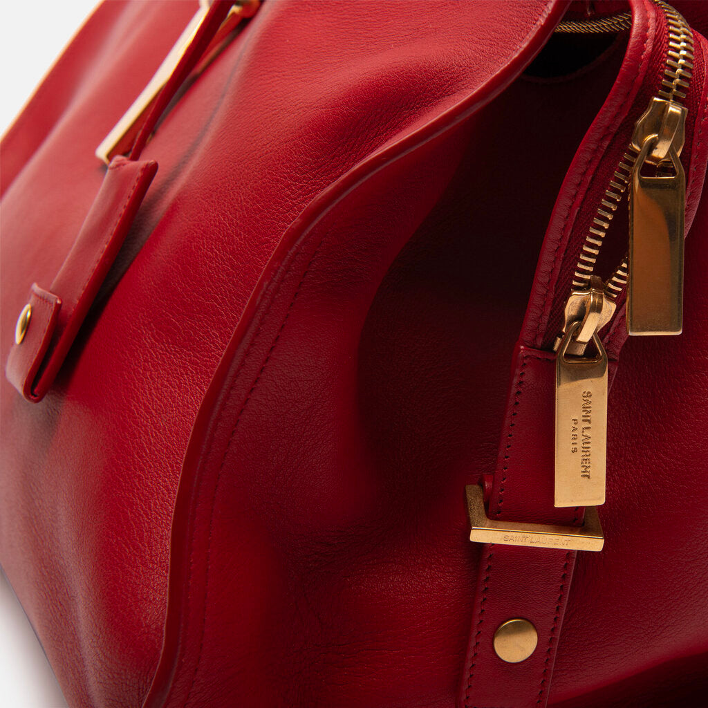 Saint Laurent Red Leather Cabas Tote