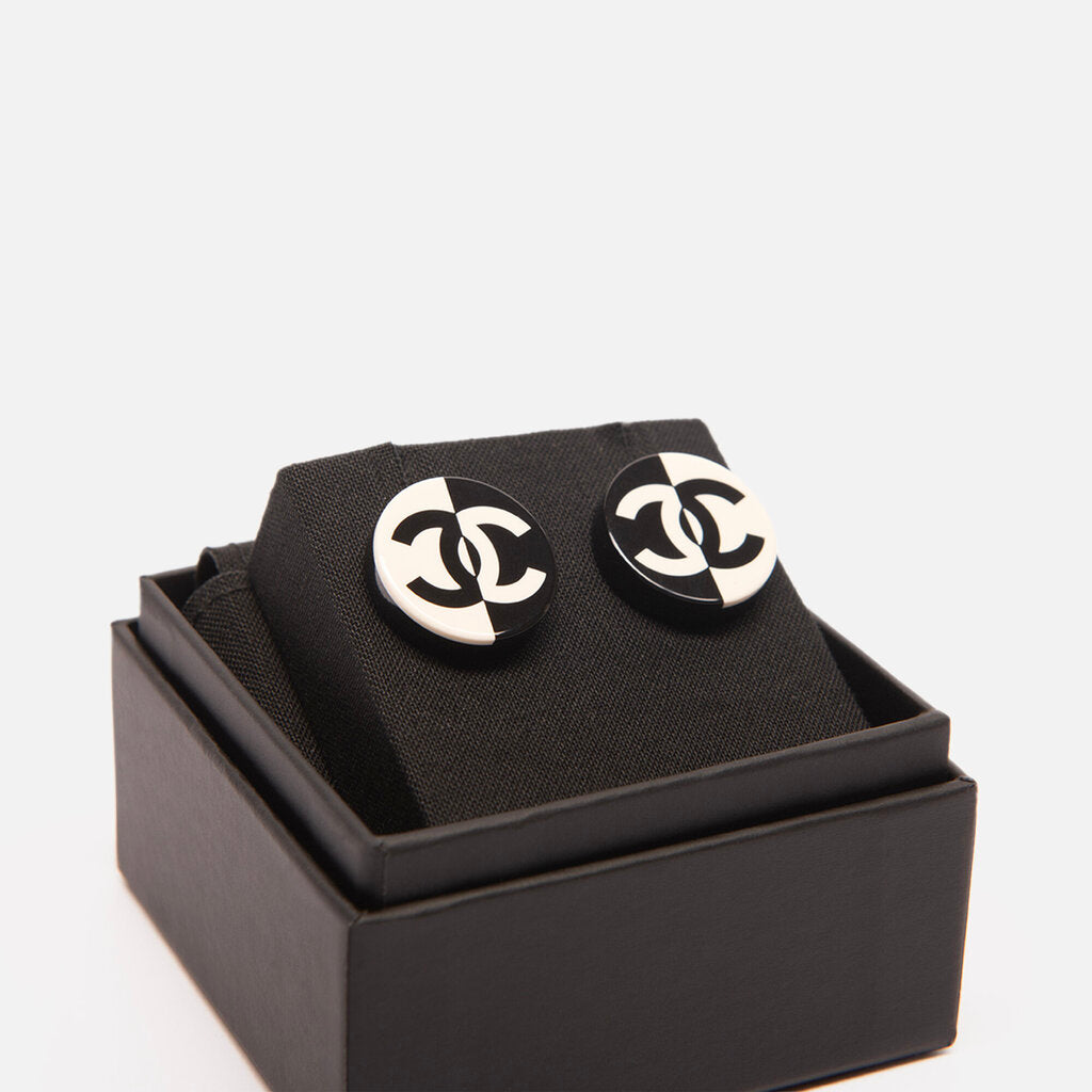 Chanel B&W Mod Enamel Earring