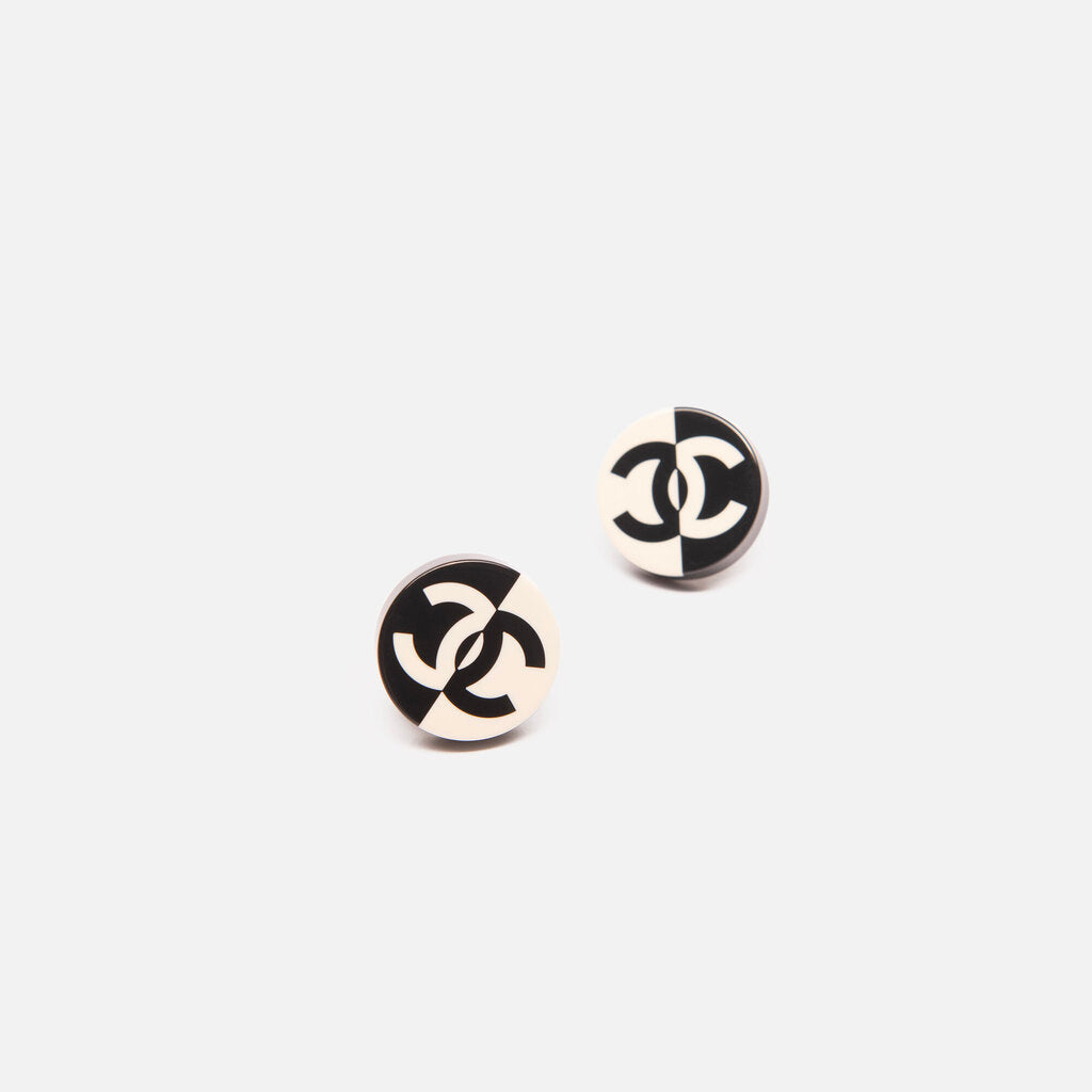 Chanel B&W Mod Enamel Earring
