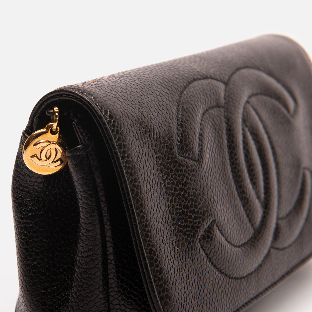 Chanel Black Caviar Coco Mark Cosmetic Pouch