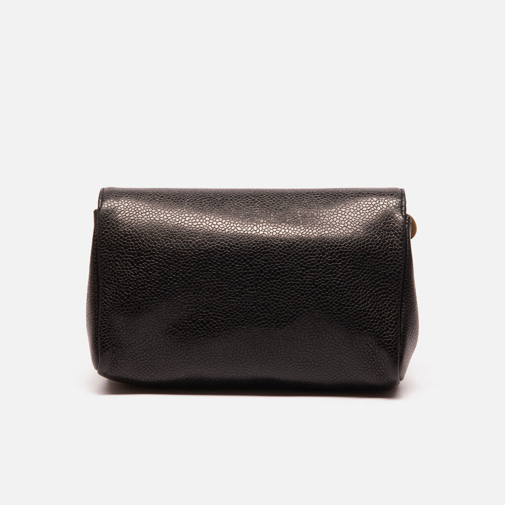 Chanel Black Caviar Coco Mark Cosmetic Pouch