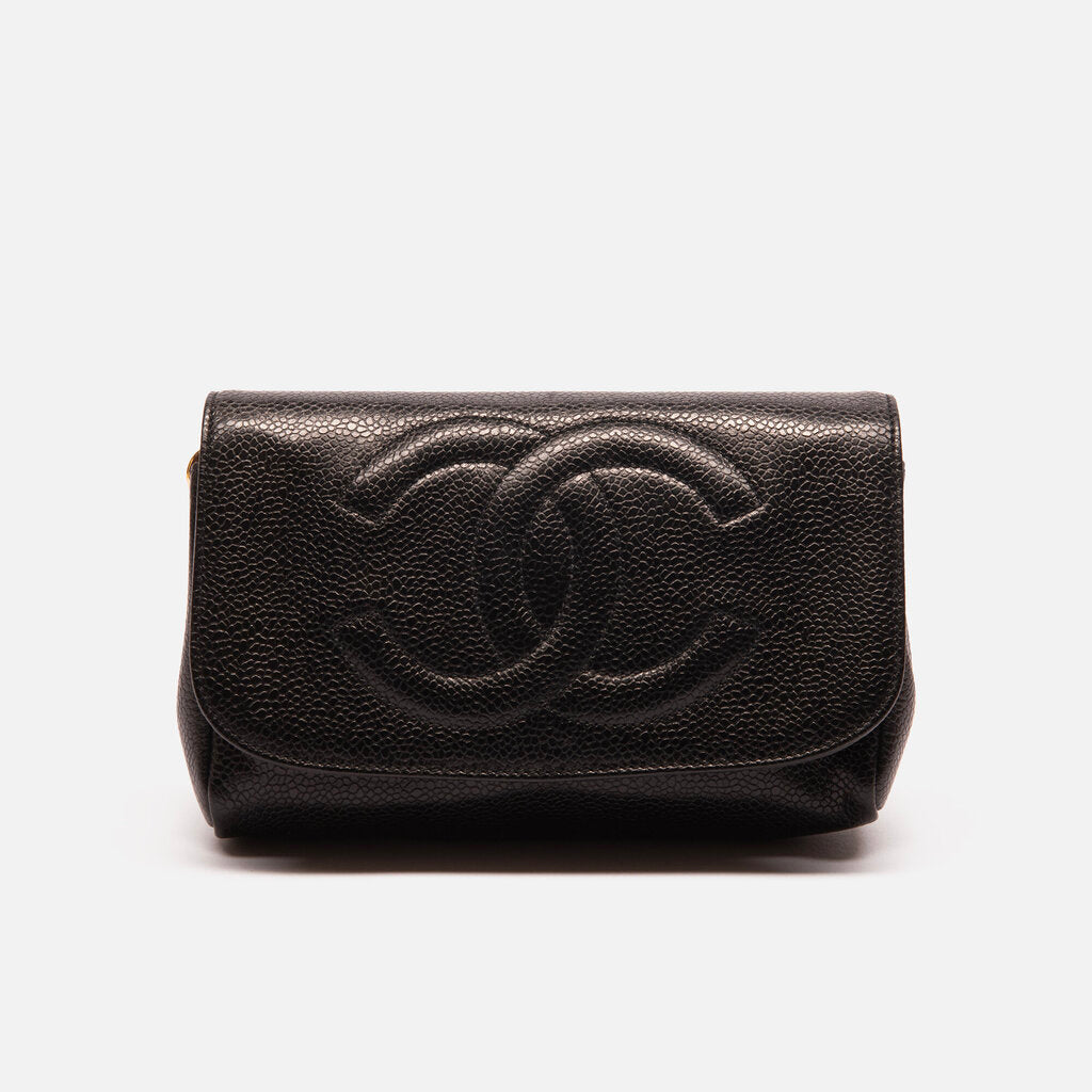 Chanel Black Caviar Coco Mark Cosmetic Pouch