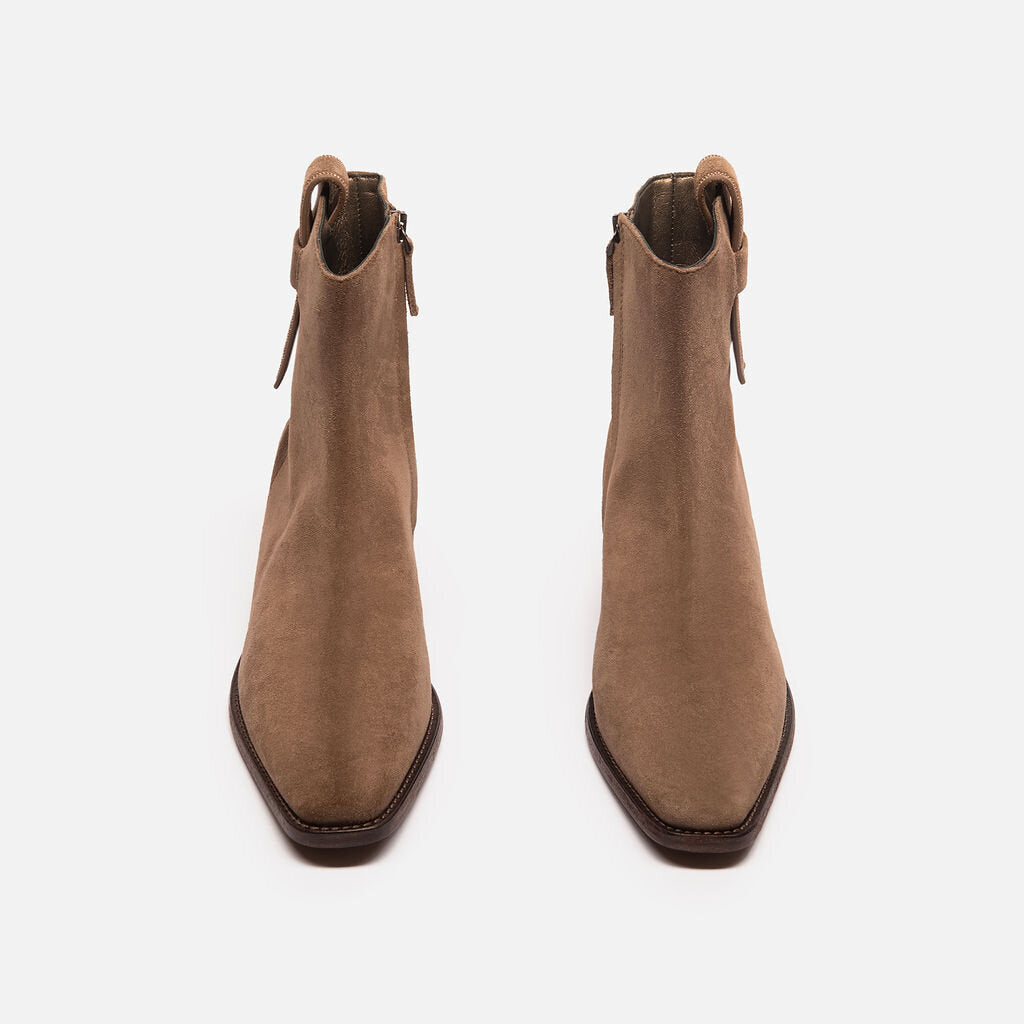 Brunello Taupe Suede Western Caviar Boots