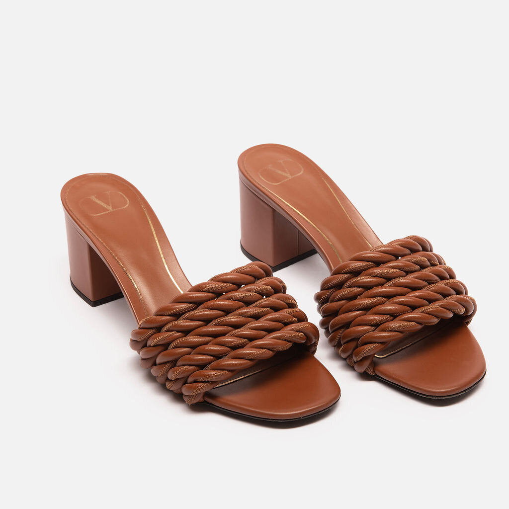 Valentino Brown Leather Rope Heeled Sandals