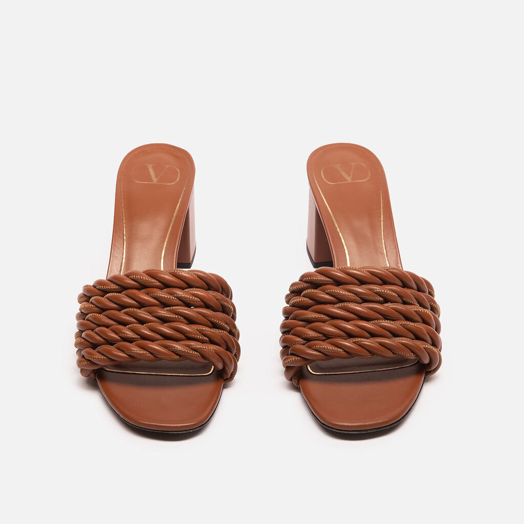 Valentino Brown Leather Rope Heeled Sandals