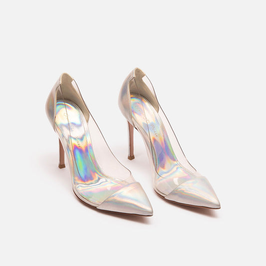 Gianvito Rossi Silver Point Toe Heel
