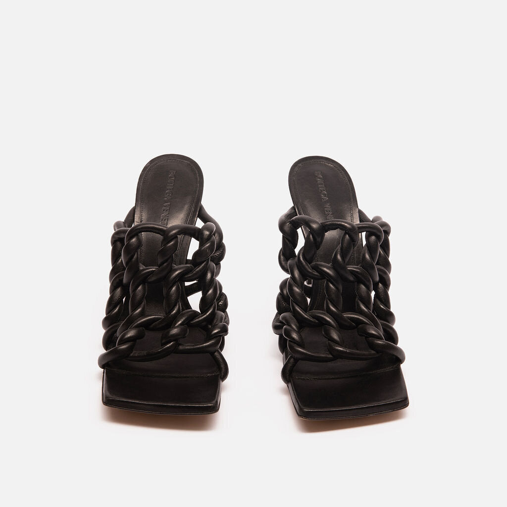 Bottega Veneta Black Leather Braided Heel