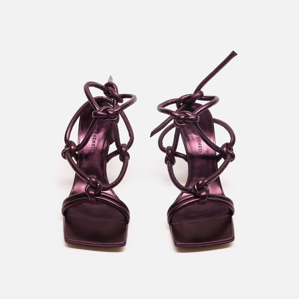 Bottega Veneta Purple Leather Metallic Knotted Heel
