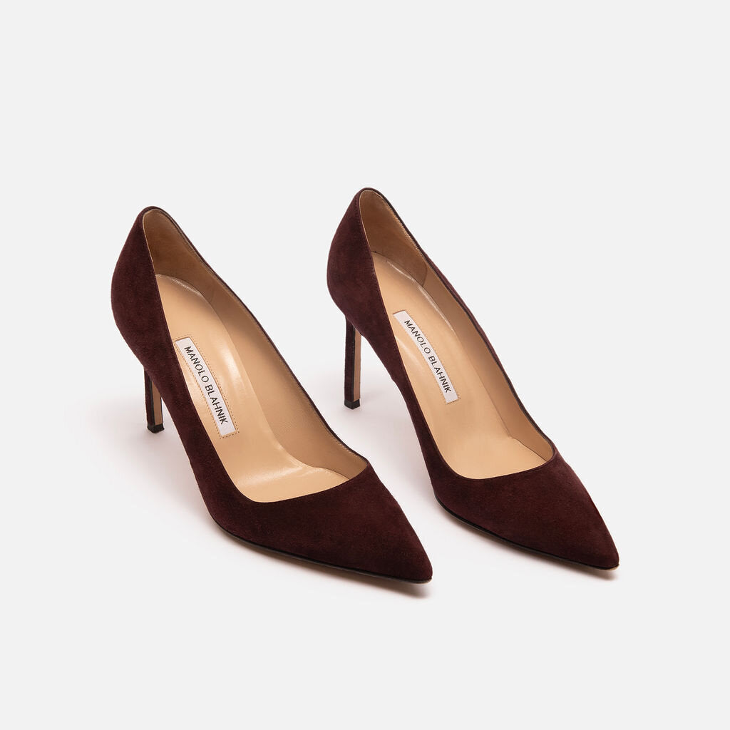 Manolo Blahnik Maroon Suede Pump