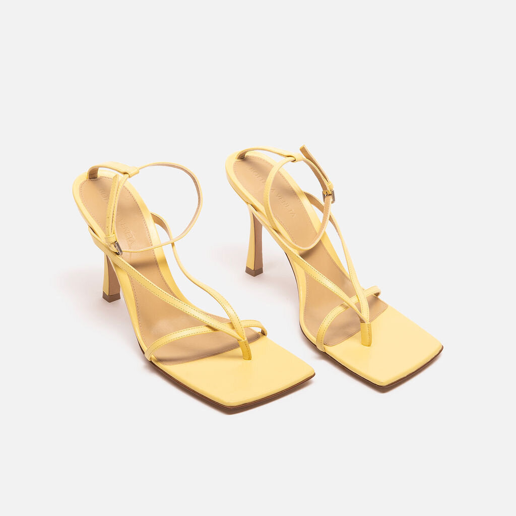 Bottega Veneta Yellow Leather Strappy Heel