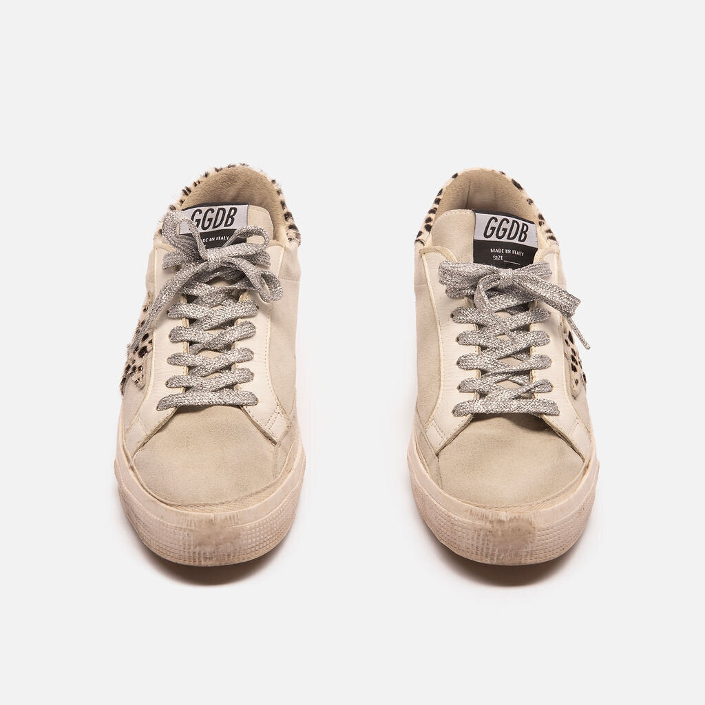 Golden Goose White & Leopard Ponyhair Sneakers