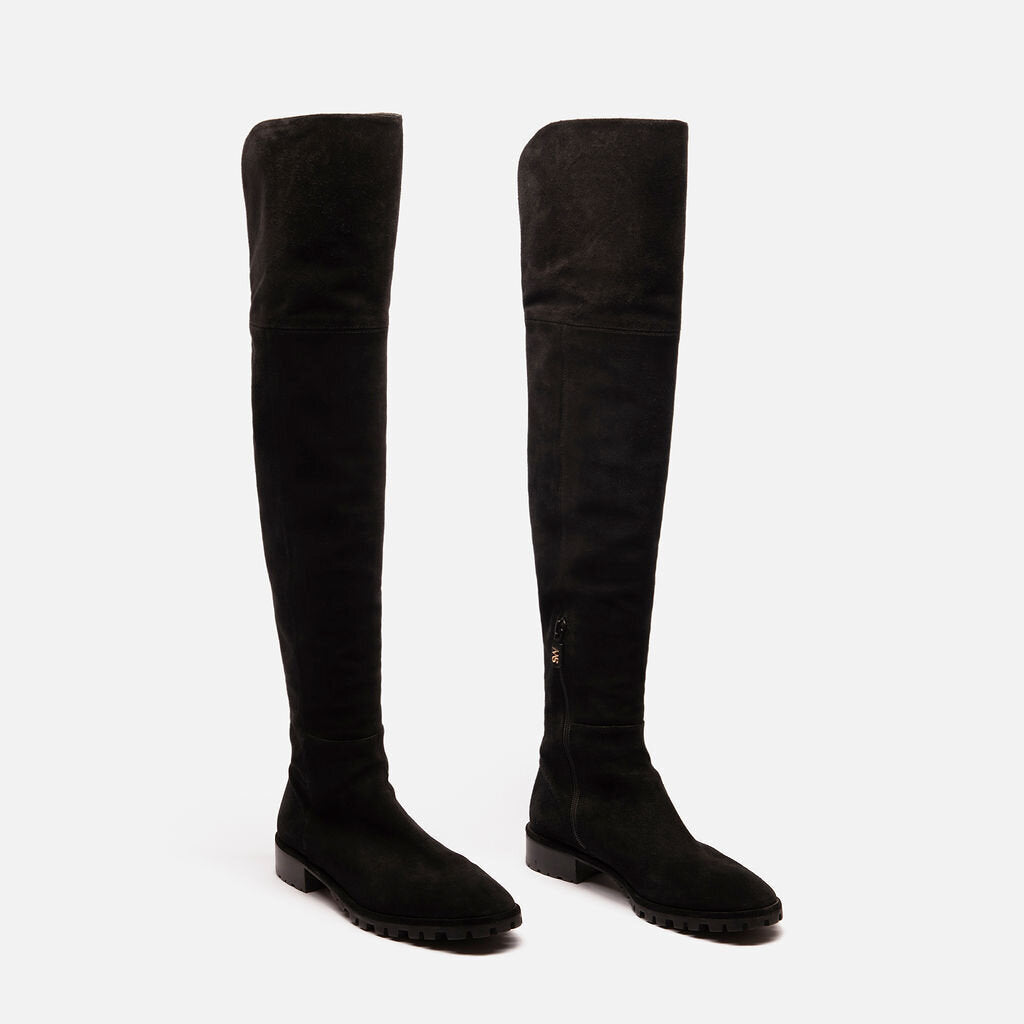 Stuart Weitzman Black Suede Over the Knee Boots