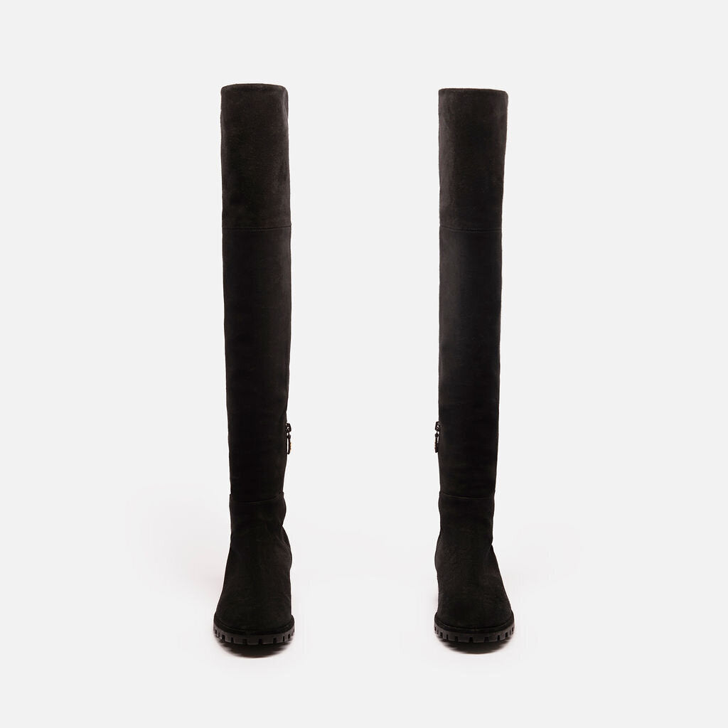 Stuart Weitzman Black Suede Over the Knee Boots