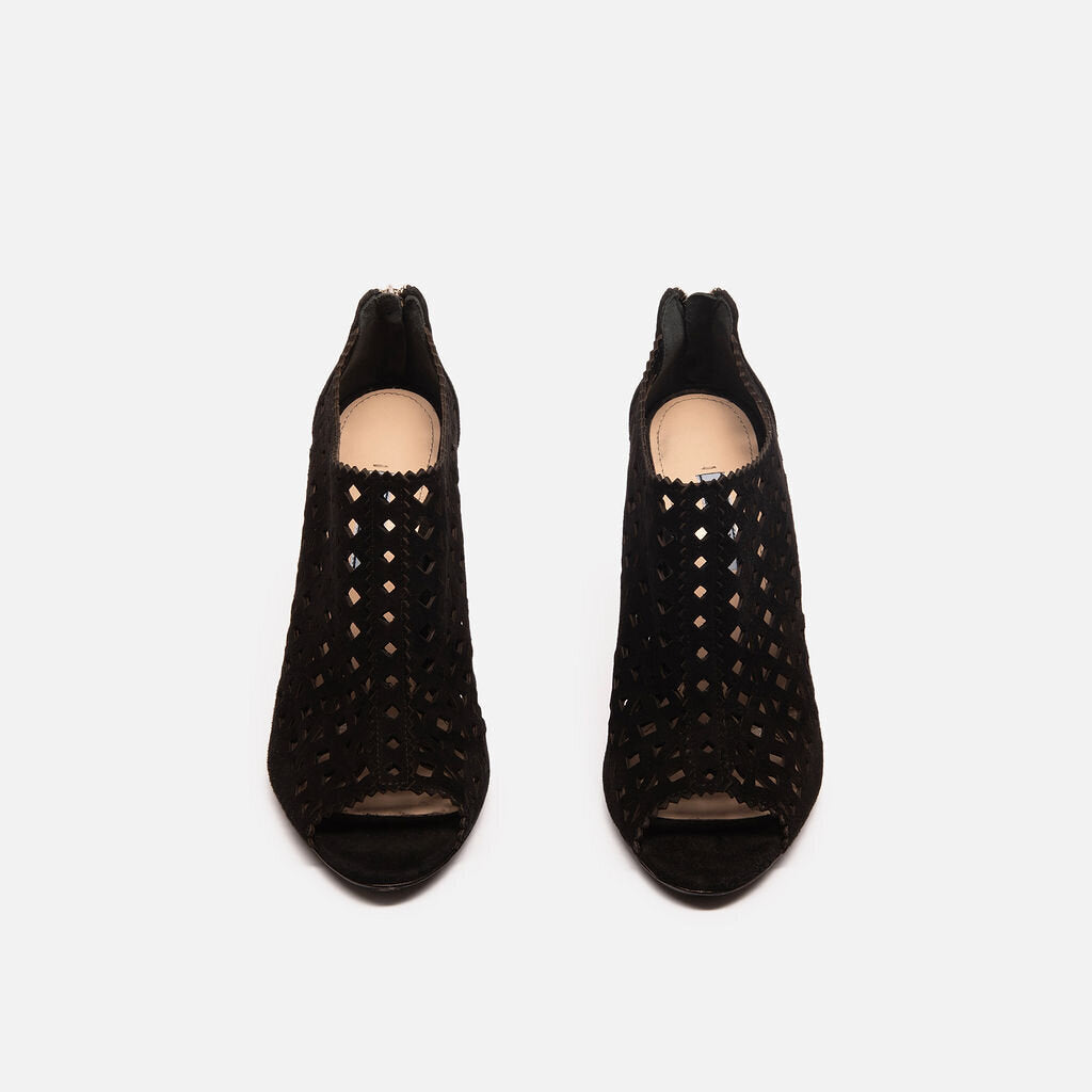 Prada Black Suede Open Toe Heel