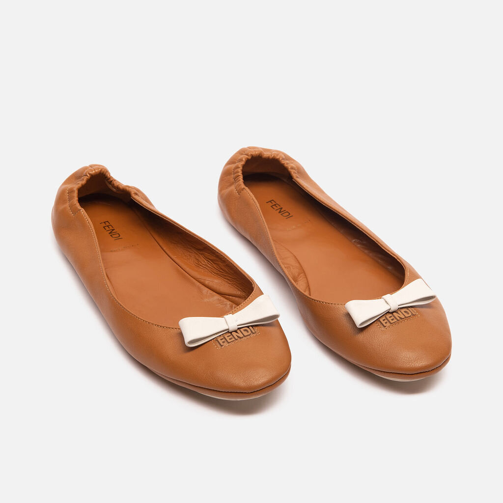 Fendi Brown Leather Ballet Flat